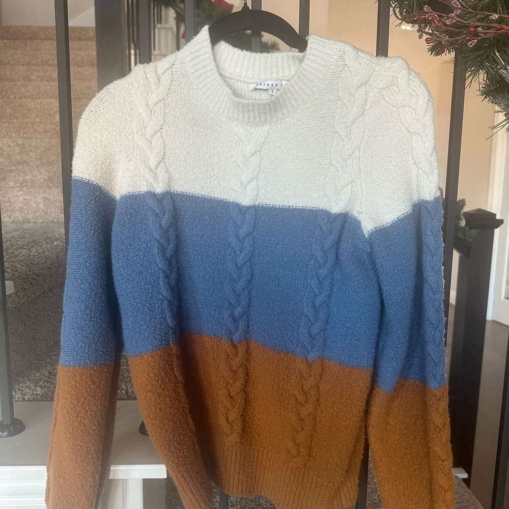 Colorblock Cable Knit Sweater